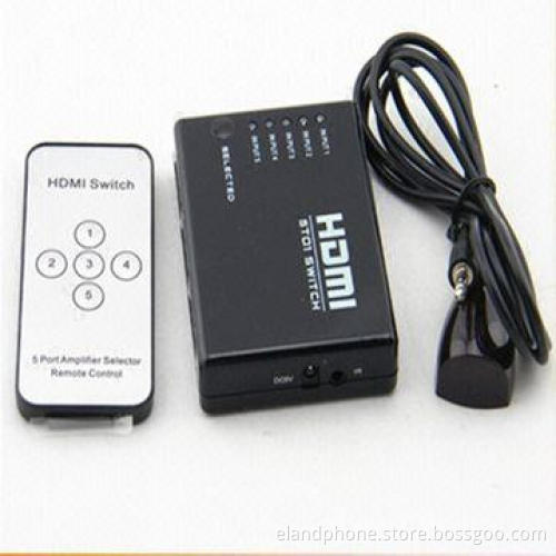 4K*2K HDMI Switch, 5-in-1 with Key-press-switching Function and IR Remote Control